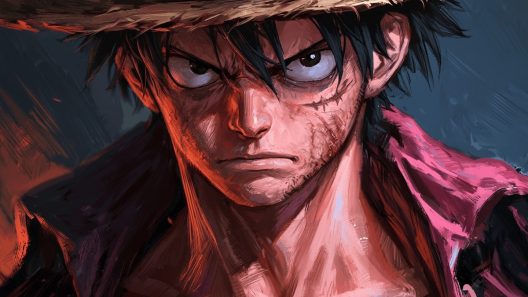 Portrait peint de Monkey D. Luffy au regard déterminé