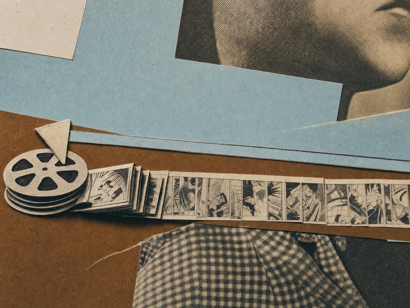 Collage entre pellicule de film et planches de manga, symbole de l’attente entre l’épisode 1181 de One Piece et le remake Netflix