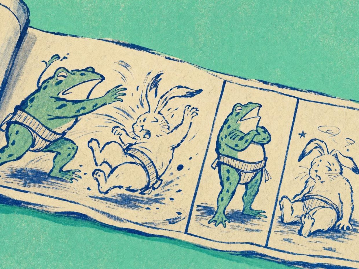 Illustration d’une grenouille et d’un lapin faisant du judo